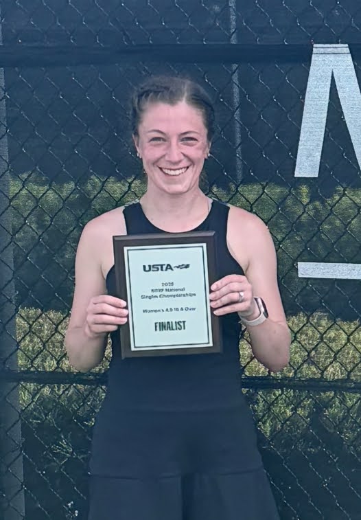 Michelle - Tennis leader holding plaque